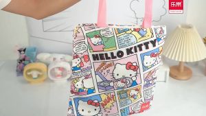 (1pcs) 100% Authentic Sanrio Hello Kitty Shoulder Crossbody Bag Kuromi Cotton Cinnamoroll Canvas Bag Female Students Cute Cartoon Handheld Large Capacity Pochacco MXFB02