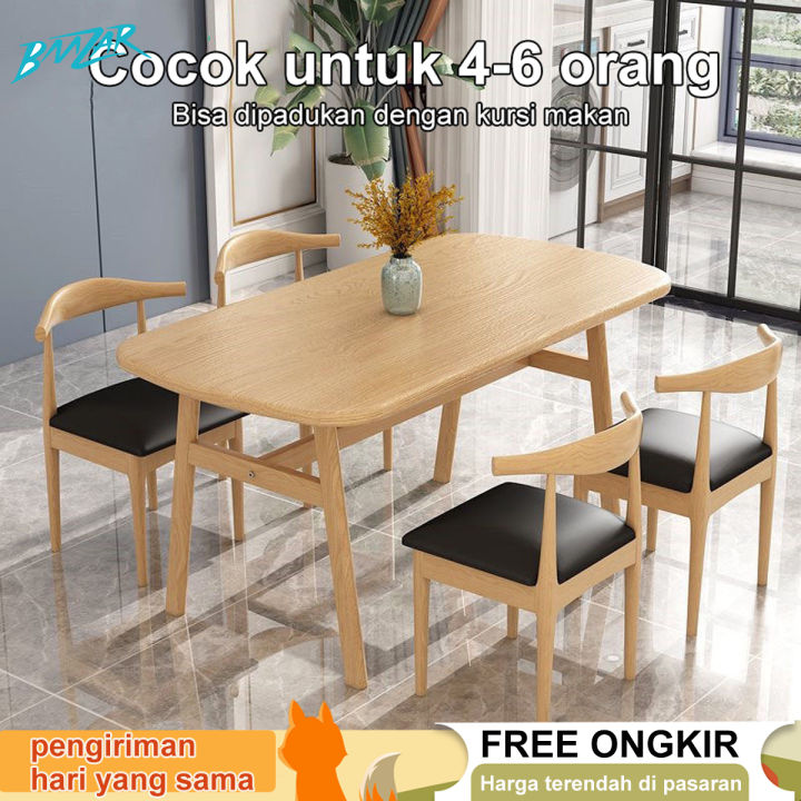 BM Meja Makan Minimalis kayu solid Dining Table Lazada Indonesia