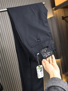 Quần Dài Công Sở Nam Ống Đứng Mỏng Mùa Hè Màu Trơn Quần Dài Thường Ngày Bằng Vải Sợi Thanh Long Sợi than