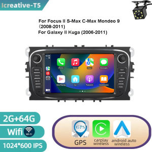 For Ford Focus mk2 S-Max Mondeo Galaxy C-Max 2 DIN Android Auto Multimedia Player Carplay Car Radio Navigation GPS Bluetooth HU