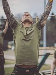 Madden Parka American Retro Three-Piece Needle Pocket T-Shirt Amekaji Half Sleeve Heavy Weight Tough Guy Short Sleeve Men Pure Cotton