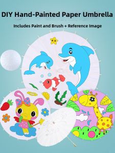 DIY Blank Small Paper Umbrella for Children Art and Painting
