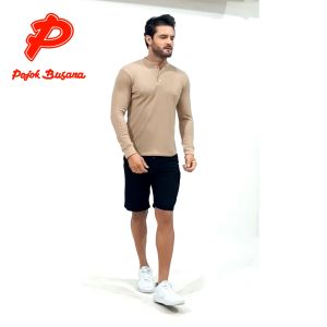 Pojok Busana Celana Chino Pendek Pria Stretch DMDK - Bawahan Bermuda Casual Santai Hitam Abu Navy