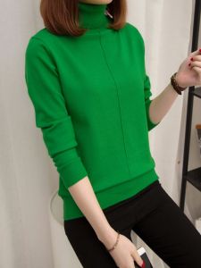 สูง ปกเสื้อ แขนยาว ผู้หญิง เสื้อสเวตเตอร์ถัก หลวม Fit สไตล์เกาหลี ฤดูใบไม้ร่วง ฤดูหนาว เสื้อเบสแฟชั่นใหม่ พรางหุ่น เสื้อท่อนบน