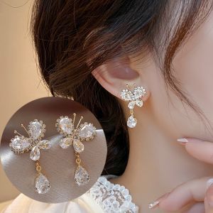 Zircon Butterfly Earrings Women Korean Fashion Niche Design Elegant Earring Accessories Jewelry for Girls