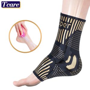 1 PCS Sports Copper Ankle Brace Infused Compression Sleeve Support for Plantar Fasciitis Sprained Pain Relief Achilles Tendon