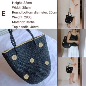 DaVee | Handmade woven Raffia straw bag tote bag top-handle straw bag large basket bag beach bag