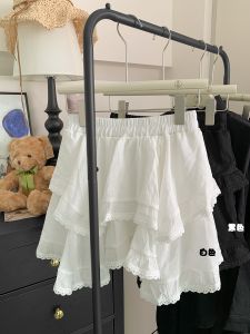 Váy Ngắn Chữ a Xếp Ly Màu Trắng Phong Cách Hàn Quốc Cho Nữ Mùa Hè 2025 Váy Ngắn Không Đều Cạp Cao Màu Trơn