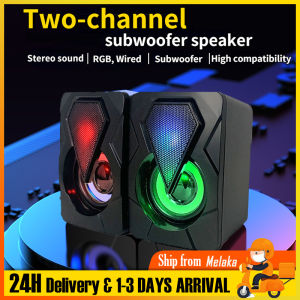 2pcs USB Stereo Speaker RGB LED Gaming Speaker USB Wired Stereo Laptop PC Speaker Desktop Computer Gaming Audio with Light Murah Audio Mini Size Colorful Mini Speaker