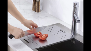 Stainless Steel Over Sink Cutting Board RV Sink Cover for Counter Space Expandable Dish Drain Board