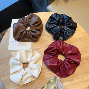 ยางรัดผมหนังสีเขียวมะกอกสไตล์เกาหลี ยางรัดผมสำหรับผู้หญิง ยางรัดผมม้า ยางรัดผมทรงกลม ยางรัดผมสุดหรูหรา