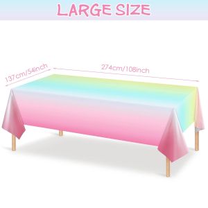 Disney | 1-3pcs Pastel Rainbow Tablecloth Rainbow Rainbow Party Table Cover Decorations Supplies for Birthday Party Wedding 137 x274cm