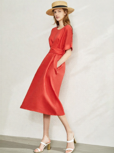 AMII | Loose Flax Dress Mid-Length Slimming