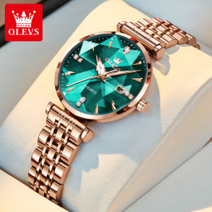 OLEVS | Đồng Hồ Thạch Anh Vàng Hồng OLEVS 5536 Dành Cho Nữ Dây Đeo Bằng Thép Không Gỉ Sang Trọng Kim Dạ Quang Đồng Hồ Đeo Tay Nữ Chống Nước Với Mặt Kính Hình Thoi