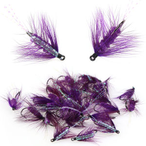 ICERIO 3PCS/6PCS Purple Woolly Worm Chenille Body Caddis Nymph Fly Soft Hackler Beetle Trout Fly Fishing Bait