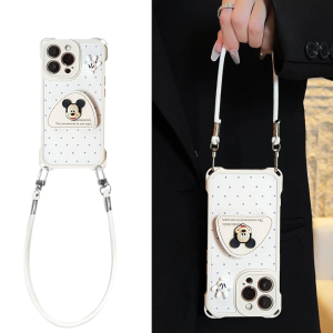 Mickey Stand Quad Corner Lanyard Shockproof Cover Compatible with Apple 16pro Max Huawei Mate 60 pro New Purá 70 SimplEoporeno 14 Women Vivos 30 Honor 300 Silicon Protective Case