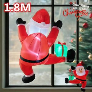 Ông Già Noel Bơm Hơi 18M/6FT Leo Trèo Trang Trí Giáng Sinh Với Đèn LED Tích Hợp Túi Xanh Dùng Cho Sân Vườn Quán Cà Phê Ngoài Trời Đạo Cụ Giáng Sinh