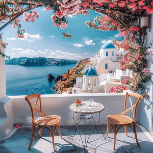 5D DIY Diamond Painting Kit Flower Covered Balcony Overlooking The Sea For Adults Bedroom Wall Art Stress Relief Gift