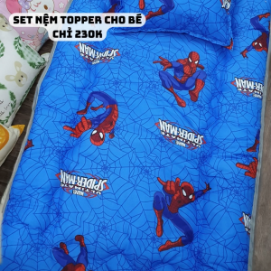 Nệm nằm topper Mujji kèm gối cho bé | Nệm cho bé sơ sinh mầm non tiểu học thiết kế mẫu đáng yêu KT 80*140cm [Vườn thú]