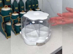 HongKong60ถังเก็บเมล็ดพืช ถังเก็บข้าวแบบโต๊ะย่อยแบบหมุน กล่องเก็บเมล็ดข้าว ถังข้าวหมุน ที่เก็บข้อมูลอิสระหกพาร์ติชั่น ถังข้าวกันแมลง กันความชื้น ปิดผนึกและหนาขึ้น