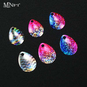 6Pcs Iridescent Fish Scale Spoon Blanks Reflective Fishing Spinner Blades for DIY Lures Attract Bass Trout Pike Walleye