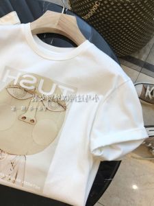 Counter Withdrawal Loose-Fit Shoulder Tops Womens Summer New Design Sense Loose Slim Looking White Pure Cotton Short-Sleeved T-shirt