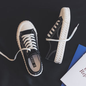 รองเท้าผ้าใบบิสกิตสีดำแบบบางสำหรับฤดูร้อนรองเท้าผู้หญิงสนีกเกอร์แมตช์ชุดง่ายลำลองแบบใหม่2024รองเท้าผ้ารองเท้ากีฬารองเท้าสีดำ