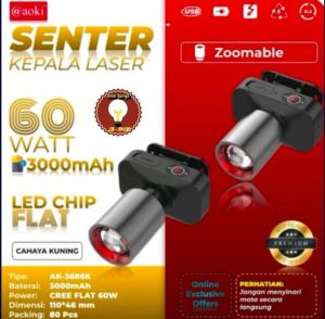 AOKI Senter Kepala LED Zoom AK-3685A/ AK-3686K/ AK-3671A AOKI