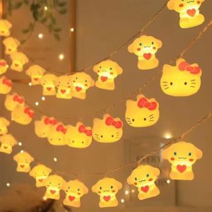 1.5M Kawaii Sanrio Hello Kitty Lights String Bedroom Atmosphere Lighting Night Lamp Home Decoration Cinnamoroll Cat Claw Figures Luminous Light