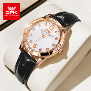 OPK resmi autentik jmtangan wanita dewasa 2025 anti air elegan mewah bercahaya pelat jam berlian tali kulit Jam tangan kuarsa