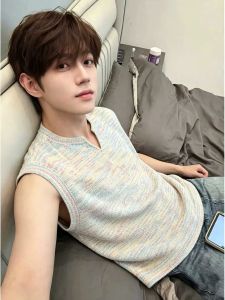 ZHUOCAN | Dopamine Color V-Neck Breathable Knitted Backless T-Shirt