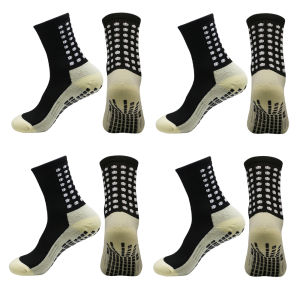 4 Pairs Anti Slip Soccer Women Men Outdoor Sport Grip Football Yoga Socks