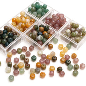 5Pcs 8x7mm Natural Stone Green Aventurine Yellow Jade Indian Agate Olivine Strawberry Crystal Beads For Jewelry Making DIY Bracelet Necklace Earrings