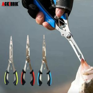 Ackibbik 1pc 21.5cm Stainless Steel Fishing Pliers Multifunctional Fishing Scissors Fishing Accessories Fishing Pliers Gripper