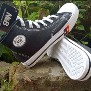 sepatu sekolah n.b boot tali sd smp sma bahan canvas sol putih
