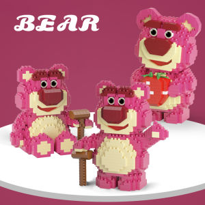 Strawberry Bear Cute Building Block Bricks Toy Assembly Particle Children Development Education Collection Toys Puzzle Boys And Girls Birthday Gifts Kids toys