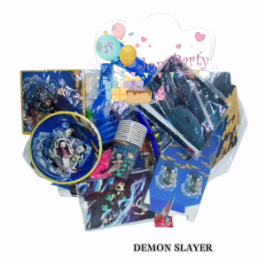 Jomparty Demon Slayer Theme Party Decor Cartoon Birthday Tableware Sets Cake Flag Balloon Tema Anime Popular Aksi