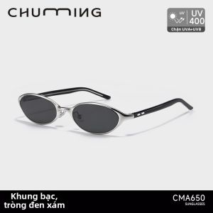 Chuming | Kính Chống Tia UV400 Khung Bạc-Nâu Phong Cách Retro
