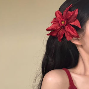 Original Ambition Floral Hairpin Beach Vacation Red High-End Feeling Hair Accessories Hair Clips Sweet Style Fabric Material