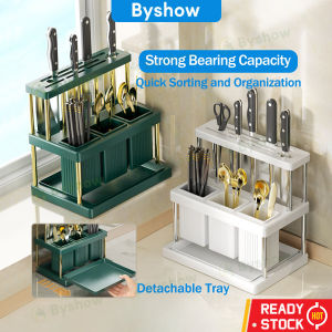Byshow Cutlery Chopstick Drainer Holder Rak Kitchen Rack Pisau Rak Dapur Holder Rak Sudu Cutlery Drainage Chopsticks Fork Spoon Knife Storage Rack Organizer Box Bekas Pisau Dapur Ramadan Kareem 刀具收纳盒 多功能刀架