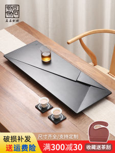 Natural Black Gold Stone Tea Tray Drawer Style Water Storage Tea Table Modern Simple Home Use Tea Set Serving Tray Handmade