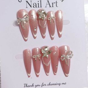 Móng tay thiết kế Nail box mắt mèo hồng mã số AB32