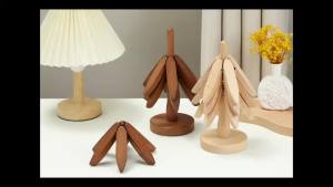 4PCS Tree Design Stand Wooden Trivets Decorative Anti Scald Heat Resistant Table Mat Coaster Wood Placemats Pot