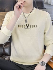 HENGYUANXIANG | Hengyuanxiang Long Sleeve T-Shirt Mens Casual Round Neck Print Top Fashionable Spring Autumn Standard Fit Polyester Spandex