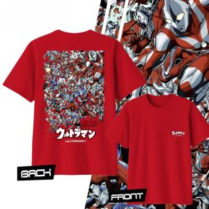 Bandai | Anime Ultraman Printed Cotton Y2K T-shirt Summer Mens and Womens Harajuku Clothing Fashion Casual Street T-shirt Fan Gifts