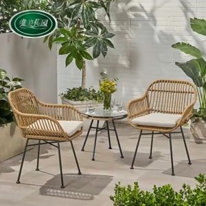 Modern Rattan Balcony Set Lounge Rattan Chair and Table Outdoor High Quality PE Rattan Chair SG Weather Proof Set of 3