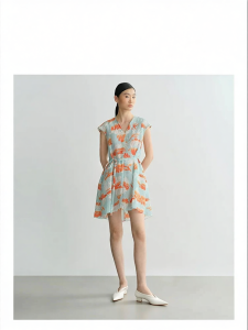 Designer Autumn Resort V-neck Short Dress