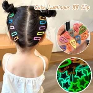 Y2K Luminous Five-pointed Star Hair Clips Cute Sweet Colorful Glow Heart Hairpins Girls Kids Headwear Accessories Glitter BB Snap Fashion Alloy Barrette