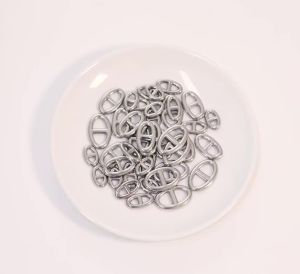 10pcs/lot Stainless Steel Pig Nose Pendants Metal Double Holes Oval Connectors Charms For DIY Jewelry Making Bracelet Necklace
