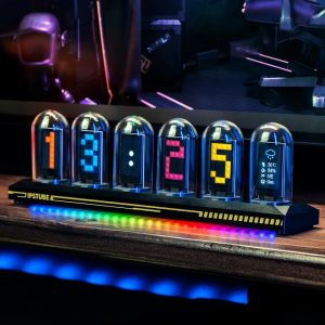 Nixie Tube Clock Glow Tube Clock IPS Color Screen Digital Clock DIY Analog Digital Tube WiFi time Desktop Desktop Digital Clock Decoration Gift